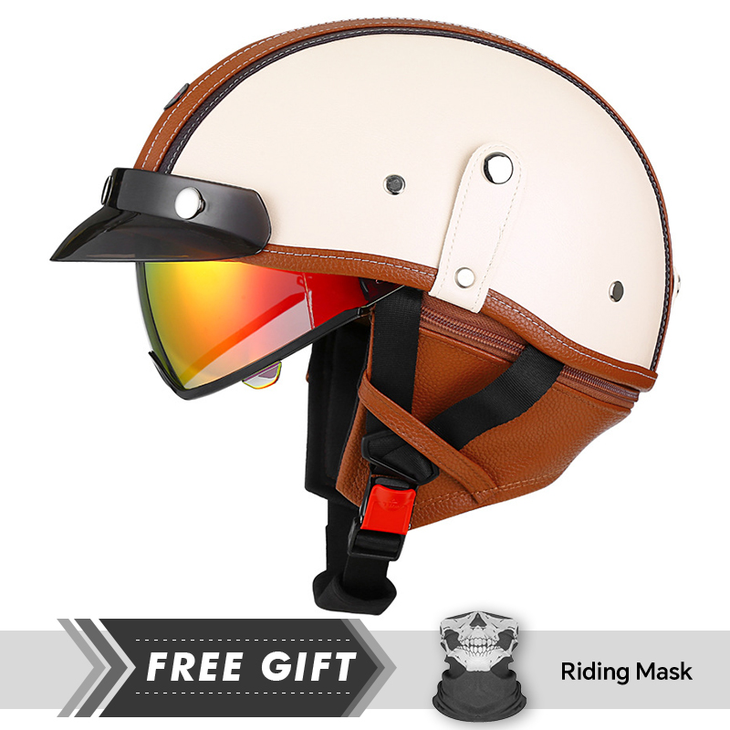 Motorcycle Gear Store - New Arrivals Leather Retro Half Face