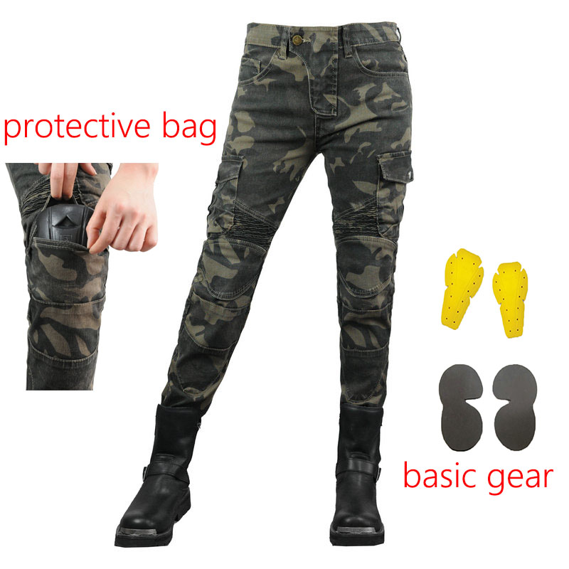 Motorcycle Gear Testing - Women Jeans Camouflage Motorcycle Pants Pantalon
