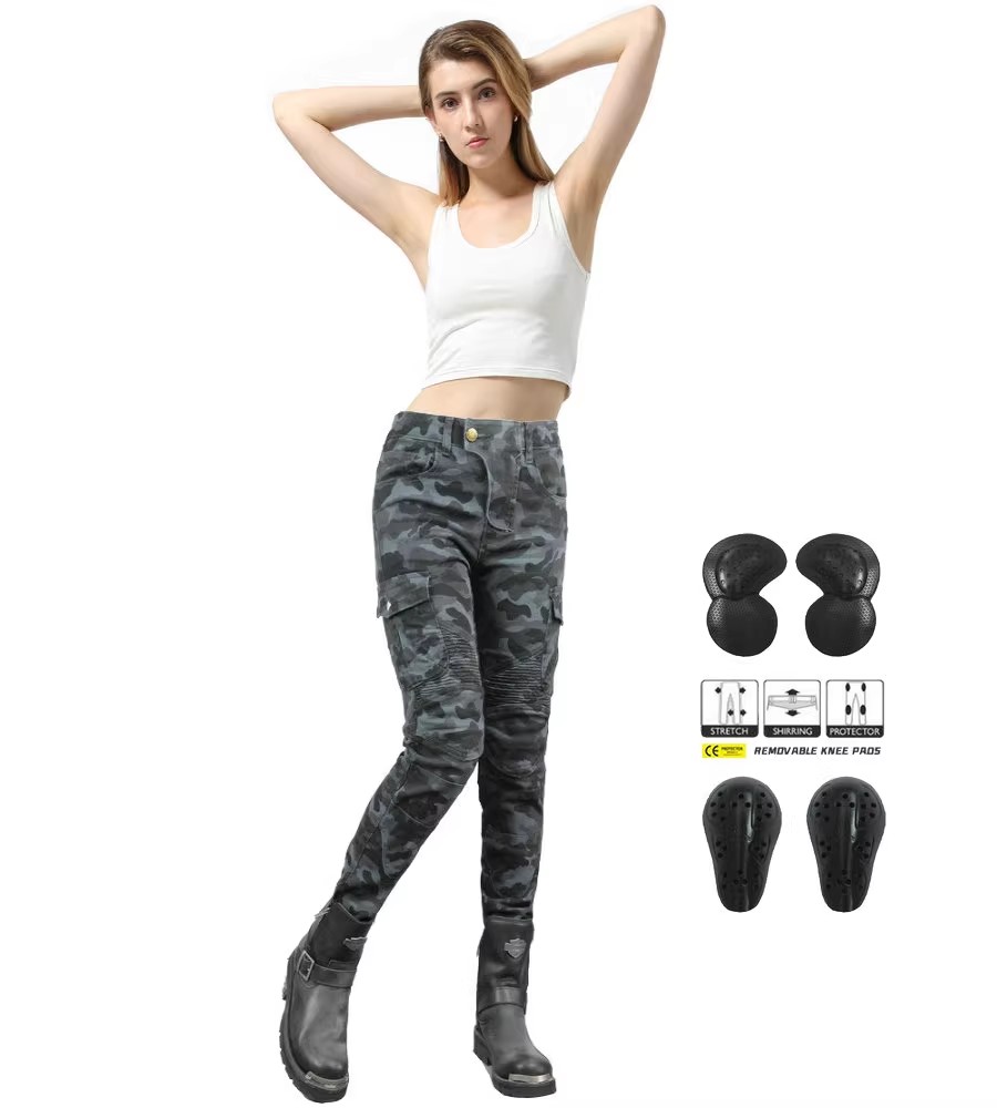 Motorcycle Gear Testing - Women Jeans Camouflage Motorcycle Pants Pantalon