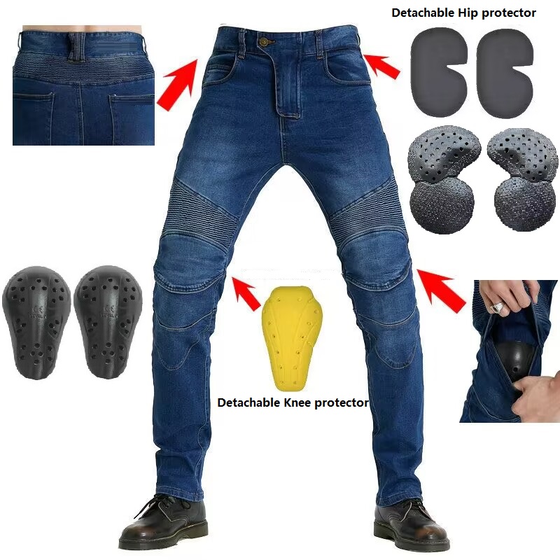 Men Jeans Embroidery Motorcycl - Motorcycle Gear Testing recension och pris