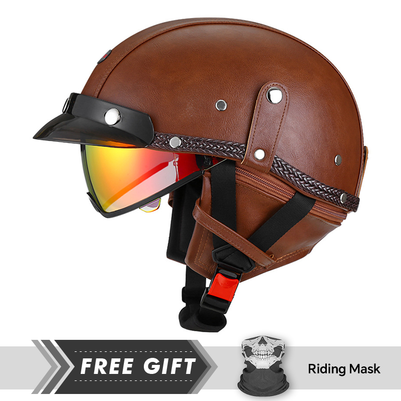 Adult Retro Half Face Helmet D - Motorcycle Gear Store recension och pris