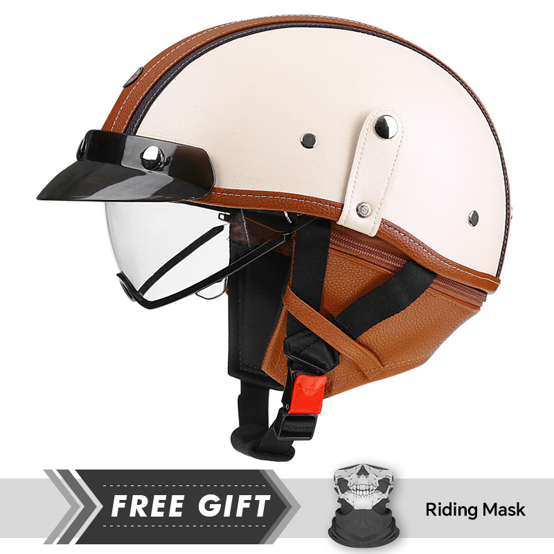 Adult Retro Half Face Helmet D - Motorcycle Gear Store recension och pris