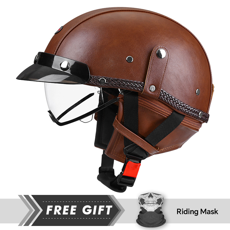 Adult Retro Half Face Helmet D - Motorcycle Gear Store recension och pris